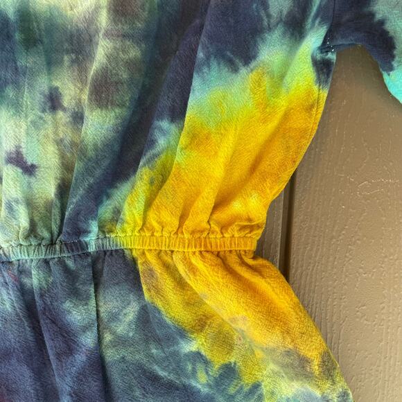 Ice Dyed Romper - Tie Dyed Upcycled - Pockets Soft Summer Spring (Women's Small) - Picture 12 of 14